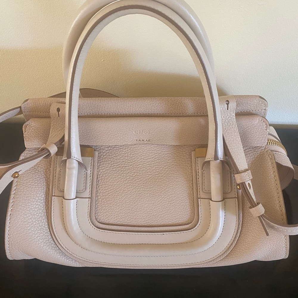 Beige Leather Tote Bag